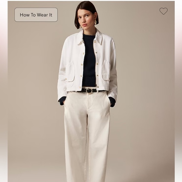 NWT J Crew Short Barn Jacket™ in cotton twill Women’s Medium White - Picture 2 of 14